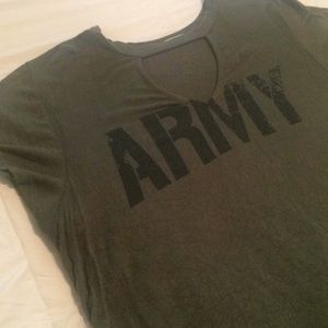 Army tee, cute peek a boo cutout